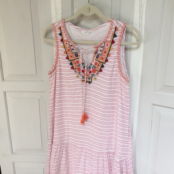 Beachlunchlounge Pink Linen Blend Striped Mini Dress - Picture 9 of 16